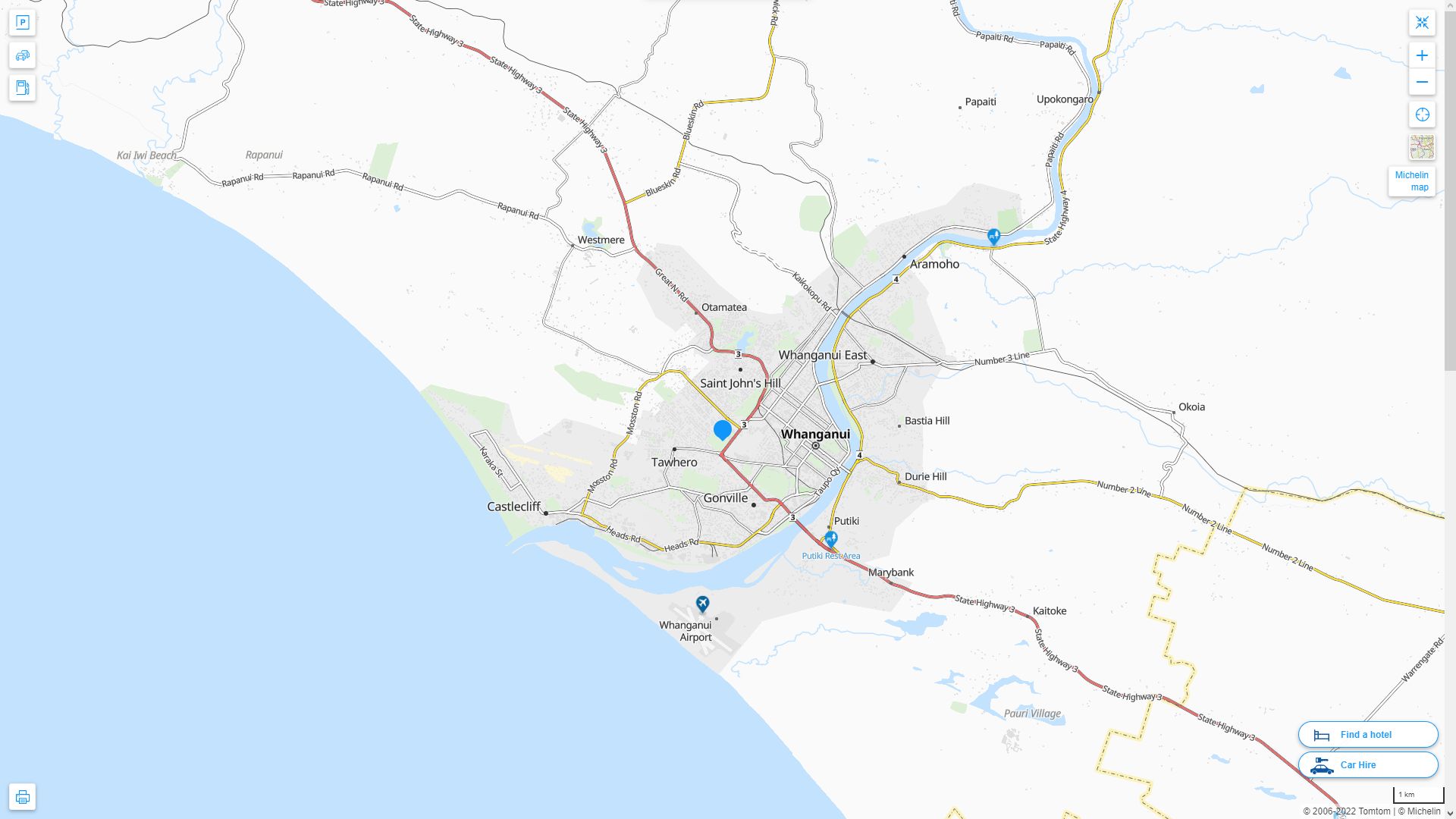 Whanganui Nouvelle Zelande Autoroute et carte routiere